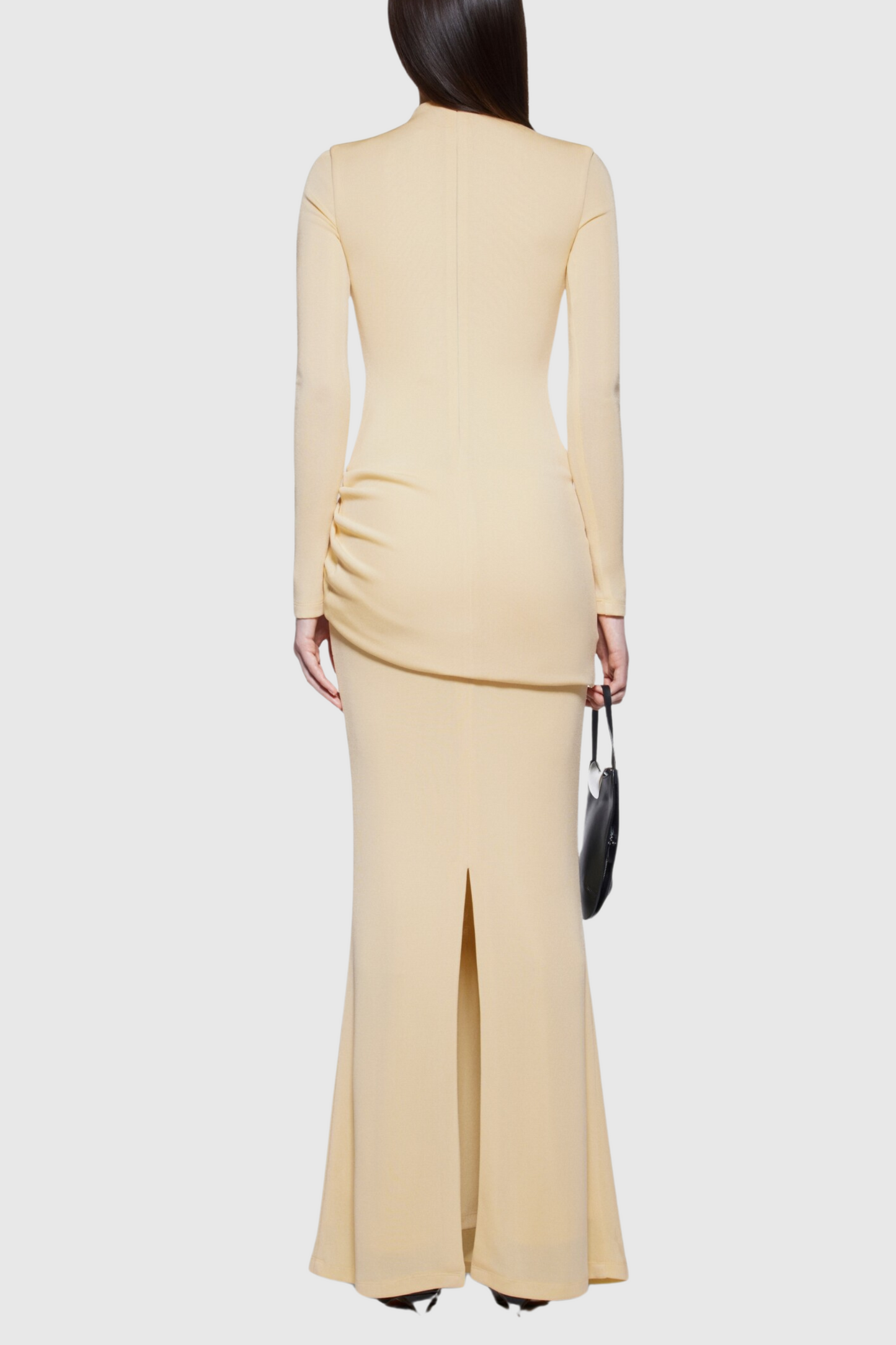 Betsey Dreaped Metal Embellished Maxi Dress - Yellow