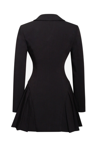 Beulah Pleate Blazer Mini Dress - Black