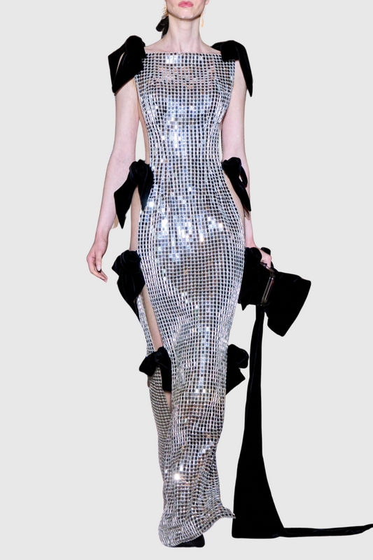 Bevverly Mirrow Bow Cutout Maxi Dress