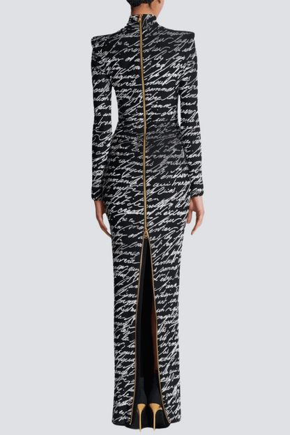 Bexley Print Velvet Long Sleeve Maxi Dress