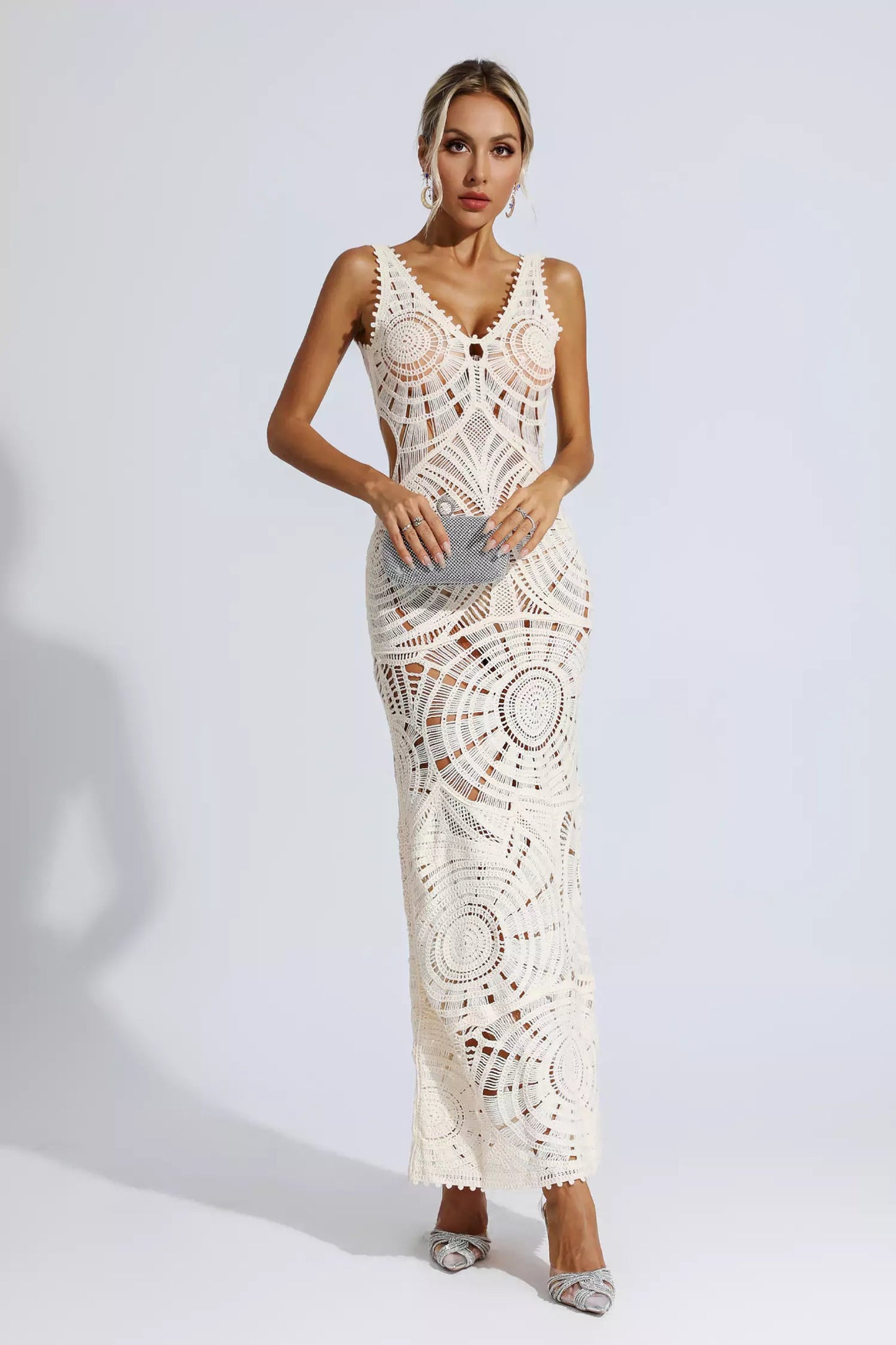 Bianca White Cutout Bodycon Maxi Dress