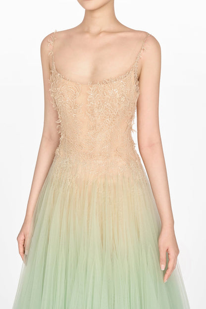 Bitzer Mint Ombre Lace Jacquard Midi Dress