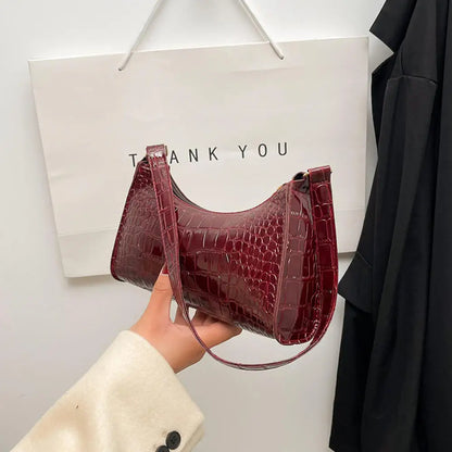 Black PU Leather Retro Hobos Shoulder Bag