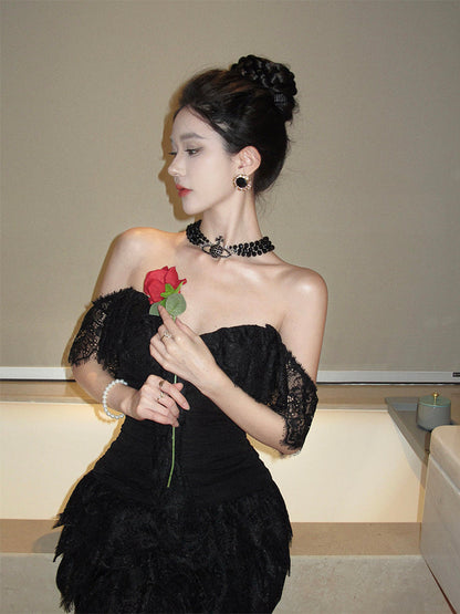 Black Lace Princess Dress Luxury Party & Birthday Outfit