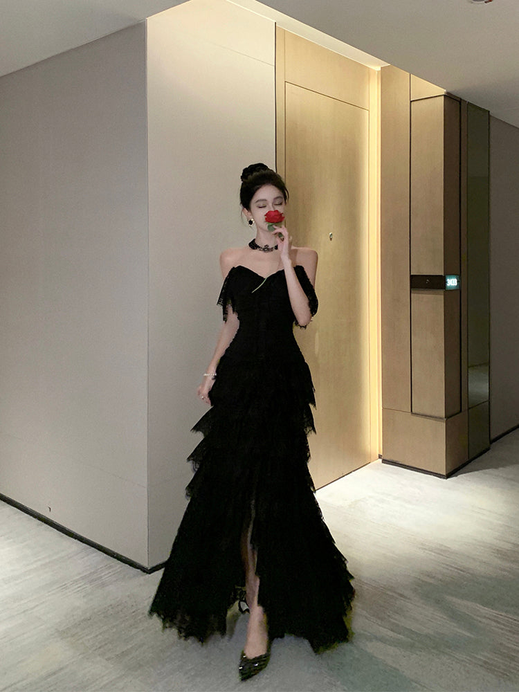 Black Lace Princess Dress Luxury Party & Birthday Outfit