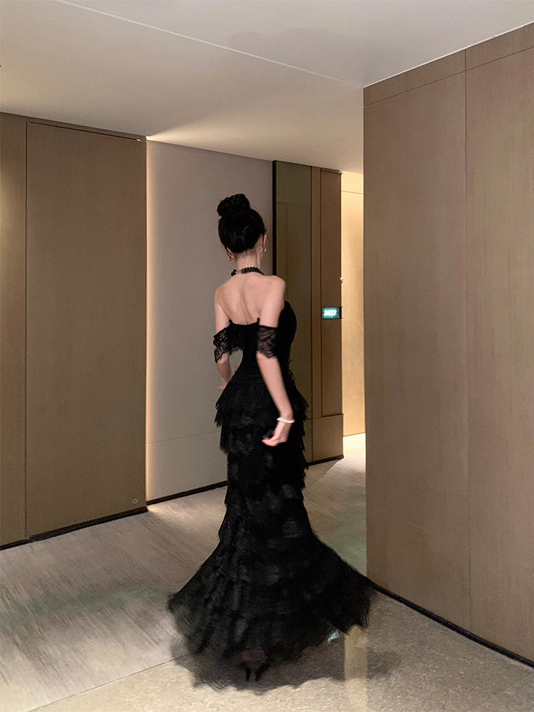 Black Lace Princess Dress Luxury Party & Birthday Outfit