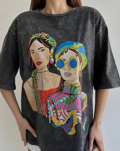 Acid Wash Print Luxury Vintage T-shirt