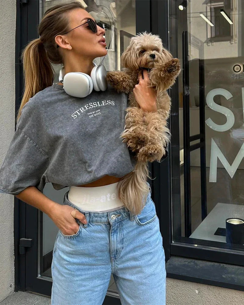 Acid Wash Print Luxury Vintage T-shirt