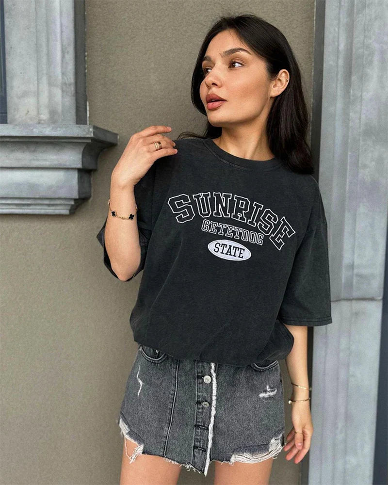 Acid Wash Print Luxury Vintage T-shirt