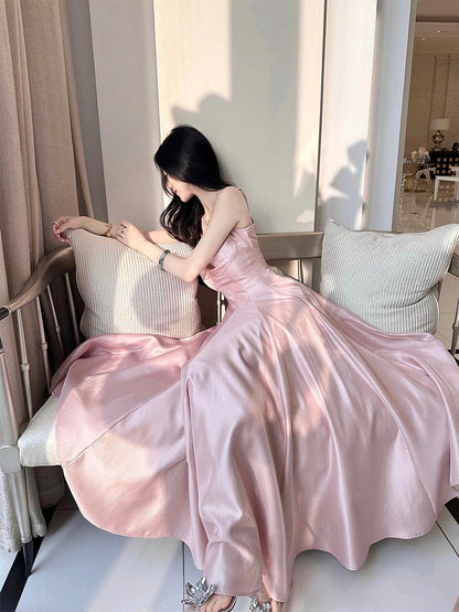 Blush Pink Elegant Maxi Dress High-Class Birthday & Formal Look