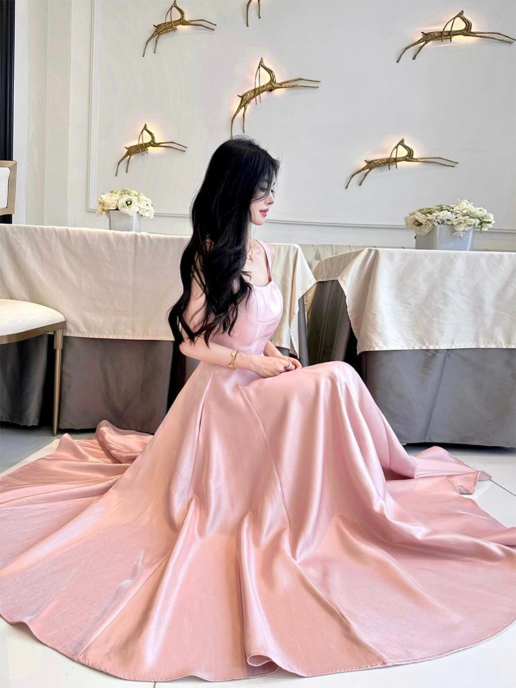 Blush Pink Elegant Maxi Dress High-Class Birthday & Formal Look