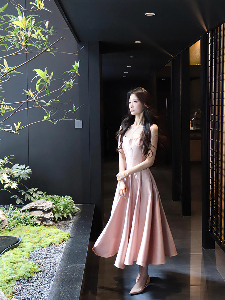 Blush Pink Elegant Maxi Dress High-Class Birthday & Formal Look