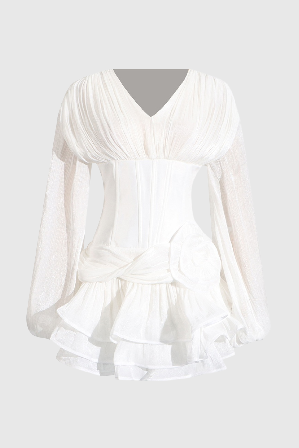 Blysse Floral Applique Pleat Corset Mini Dress