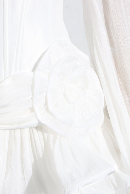 Blysse Floral Applique Pleat Corset Mini Dress