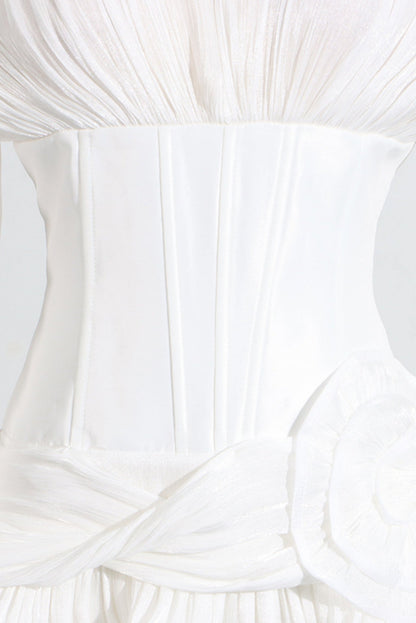 Blysse Floral Applique Pleat Corset Mini Dress