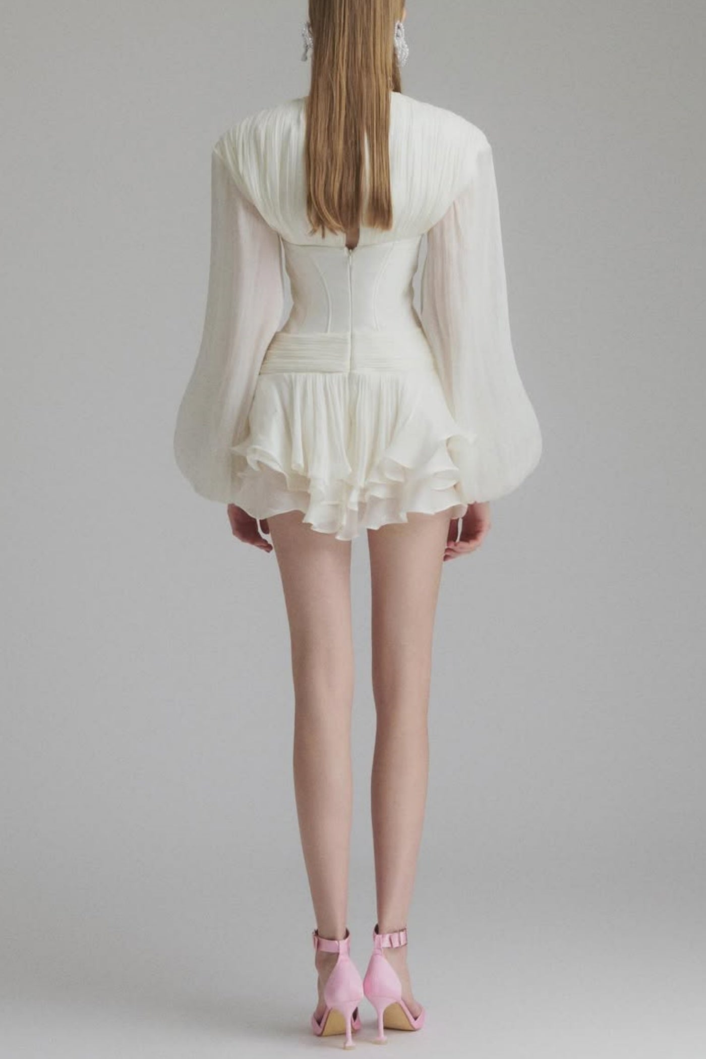 Blysse Floral Applique Pleat Corset Mini Dress