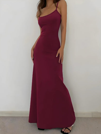 Square Neck Spaghetti Strap Jersey Bodycon Maxi Dress
