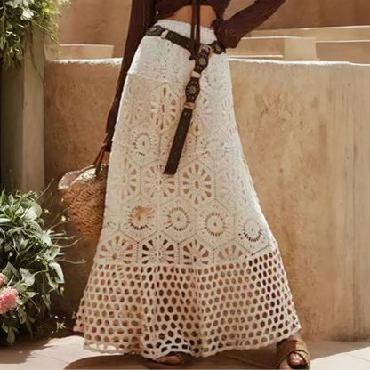 Drawstring Crochet Knitted Skirt