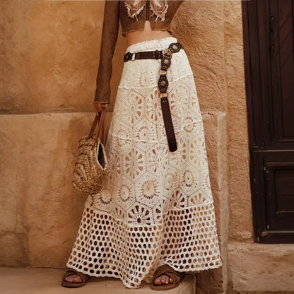 Drawstring Crochet Knitted Skirt