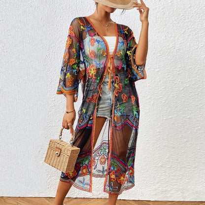Lace Boho Bikini Beach Cover up Women Dresses Summer