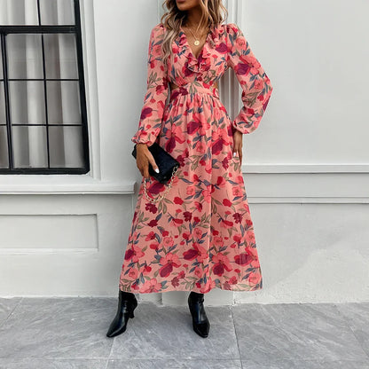 Boho Beach Deep V Neck Maxi Dress