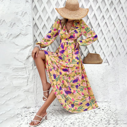 Boho Beach Deep V Neck Maxi Dress