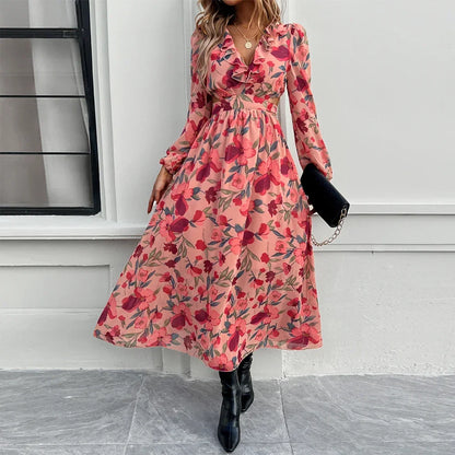 Boho Beach Deep V Neck Maxi Dress