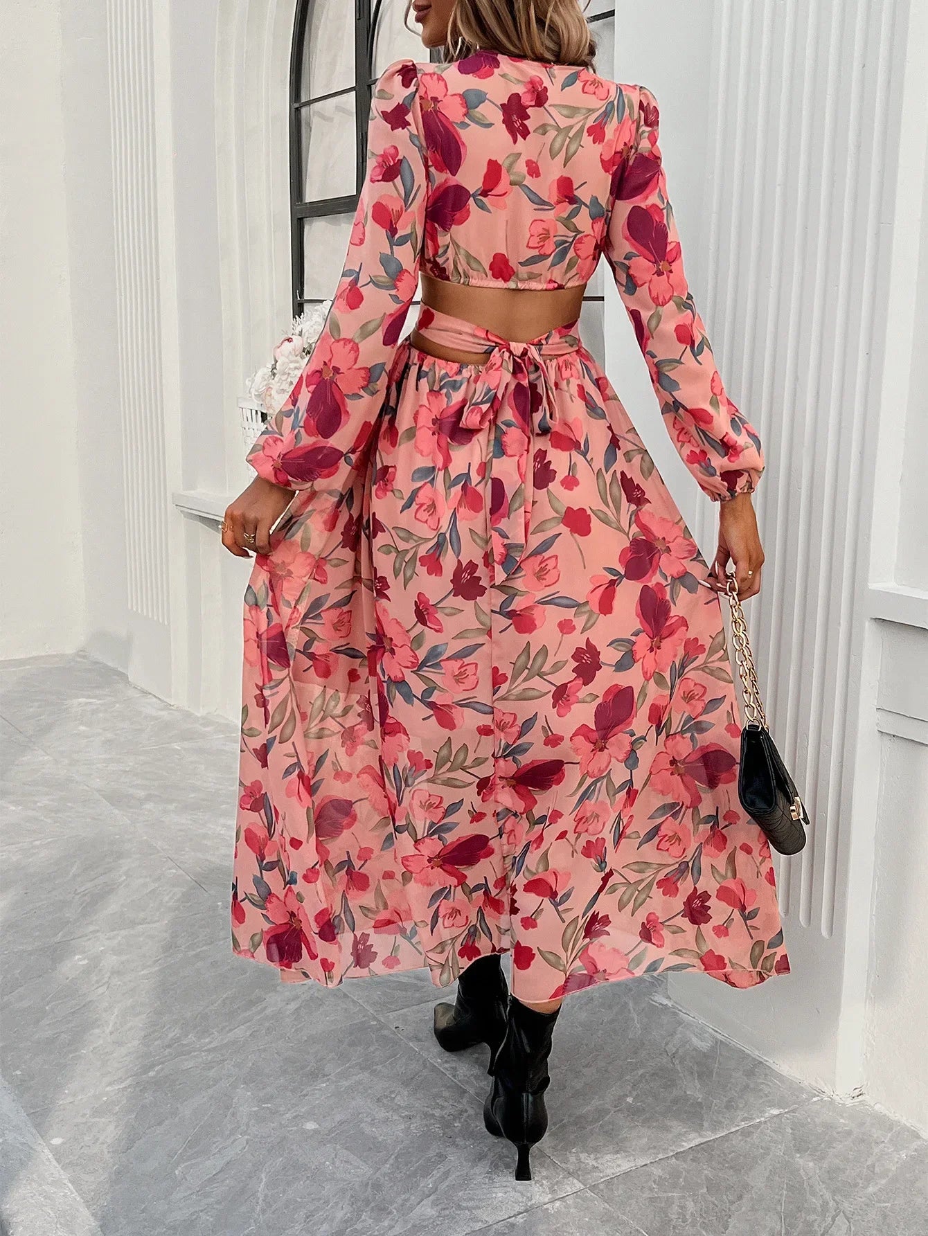 Boho Beach Deep V Neck Maxi Dress