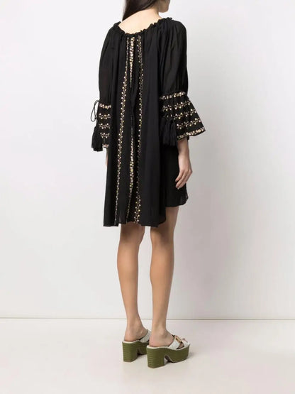 Irregular Backless Embroidery Beach Boho Dress
