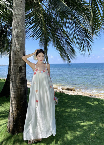 Boho Floral Maxi Dress Ethereal Loose-Fit Beach Getaway Outfit