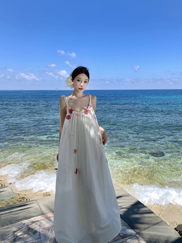 Boho Floral Maxi Dress Ethereal Loose-Fit Beach Getaway Outfit