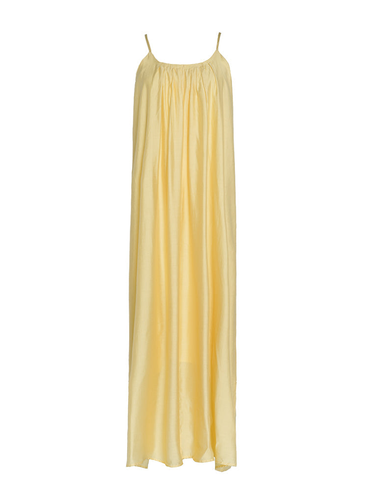 Yellow Glowing Backless Maxi Dress