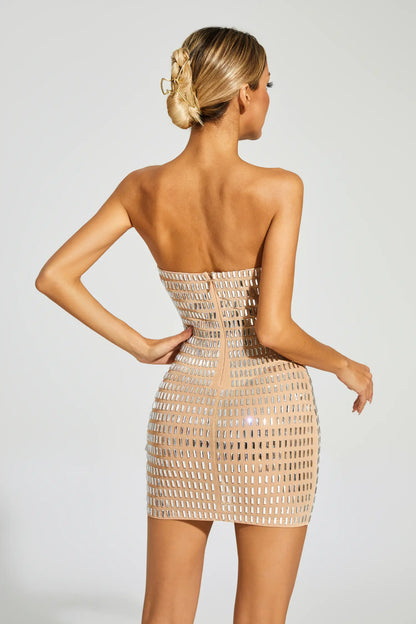 Boris Champagne Diamond Mini Dress