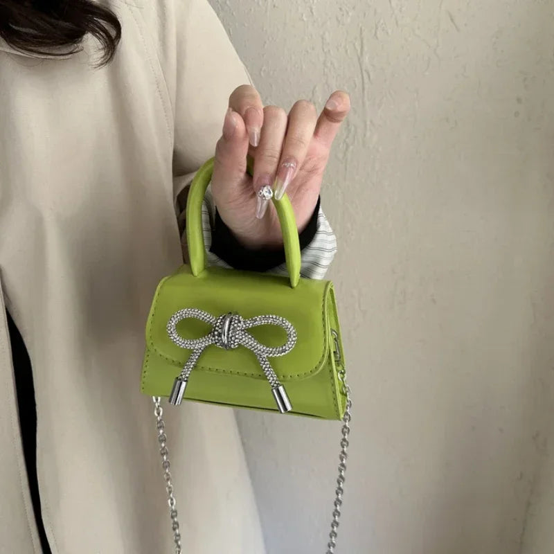 Bow Design Solid Color Mini PU Crossbody