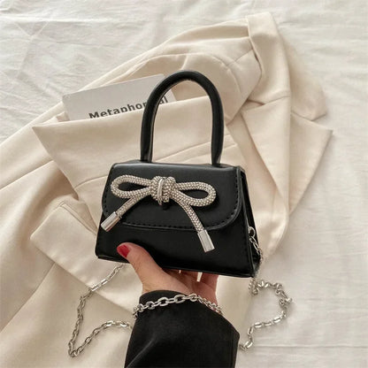 Bow Design Solid Color Mini PU Crossbody