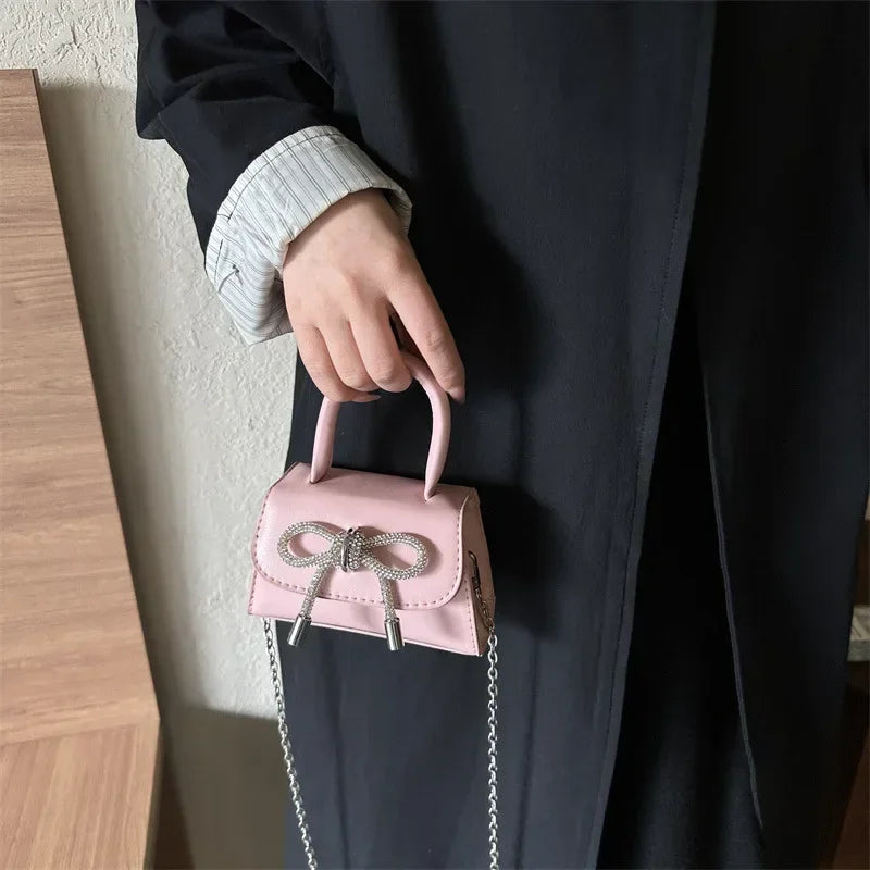 Bow Design Solid Color Mini PU Crossbody