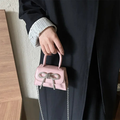 Bow Design Solid Color Mini PU Crossbody
