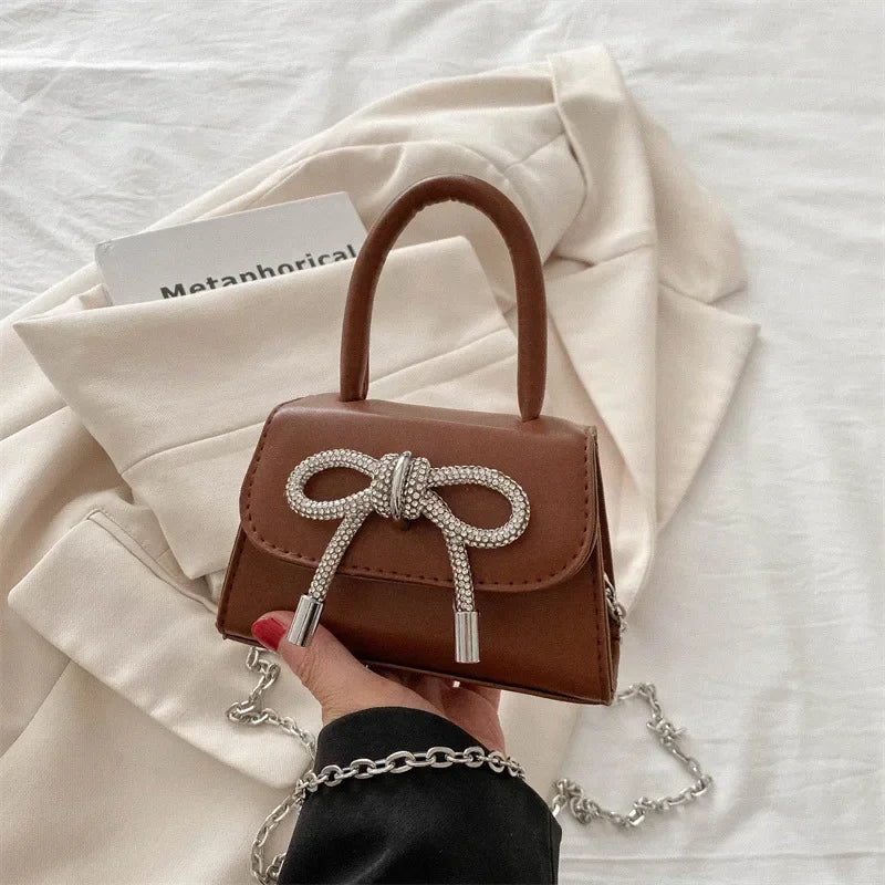 Bow Design Solid Color Mini PU Crossbody