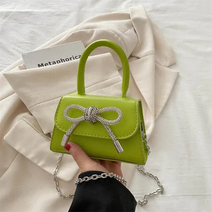 Bow Design Solid Color Mini PU Crossbody