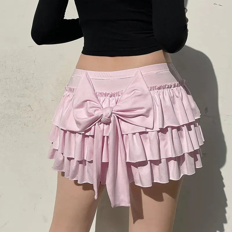Sweet Low-Waist Pink A-Line Skirt