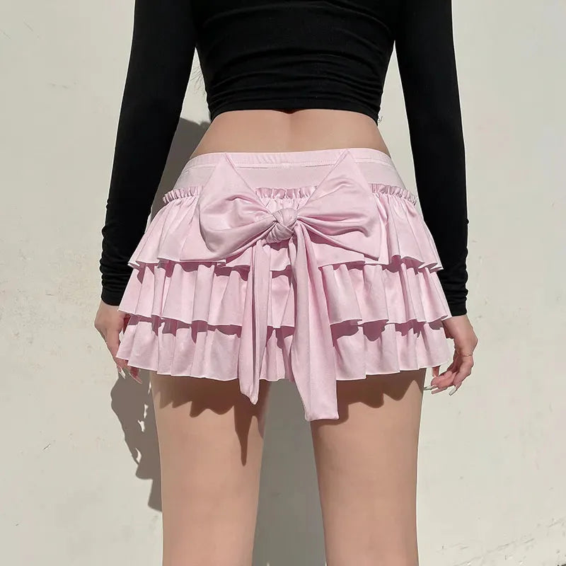 Sweet Low-Waist Pink A-Line Skirt