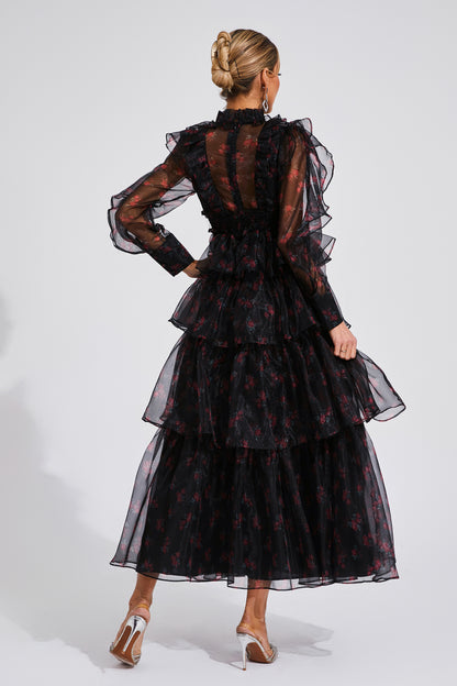 Bowman Black Floral Mesh Dress