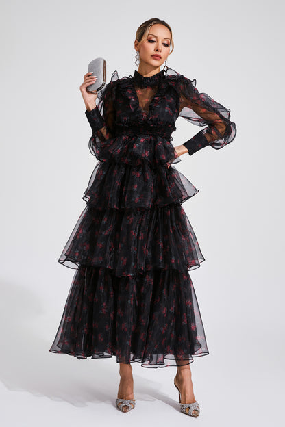 Bowman Black Floral Mesh Dress