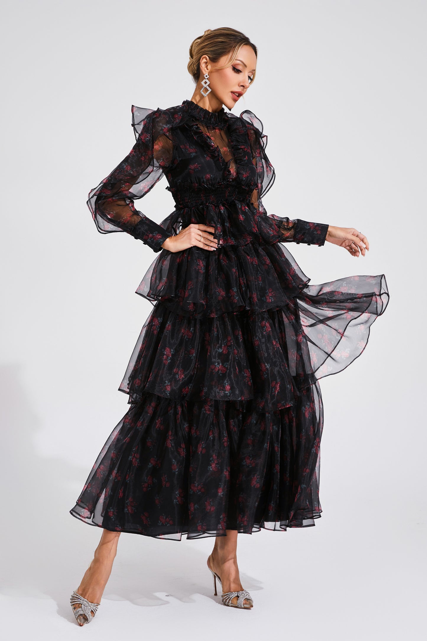 Bowman Black Floral Mesh Dress