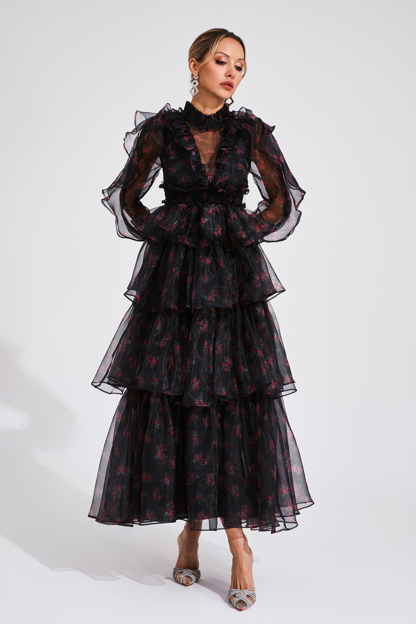 Bowman Black Floral Mesh Dress