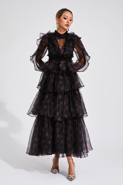 Bowman Black Floral Mesh Dress