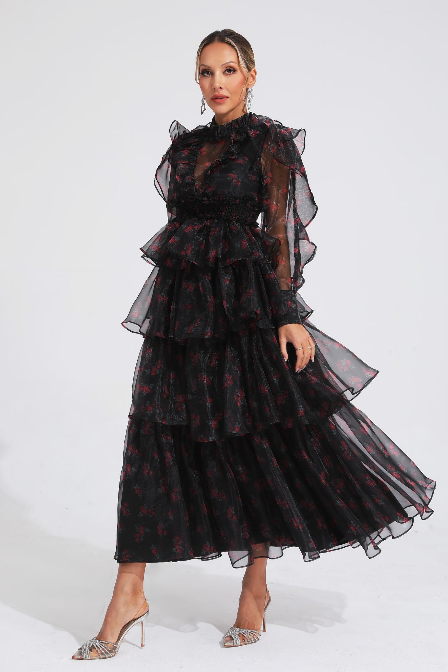 Bowman Black Floral Mesh Dress