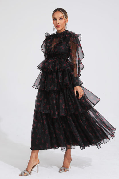 Bowman Black Floral Mesh Dress