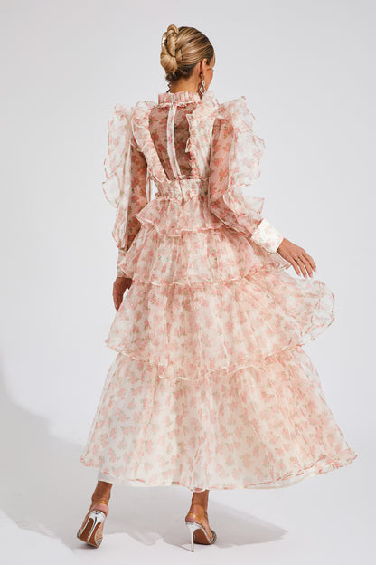 Bowman Apricot Floral Mesh Dress