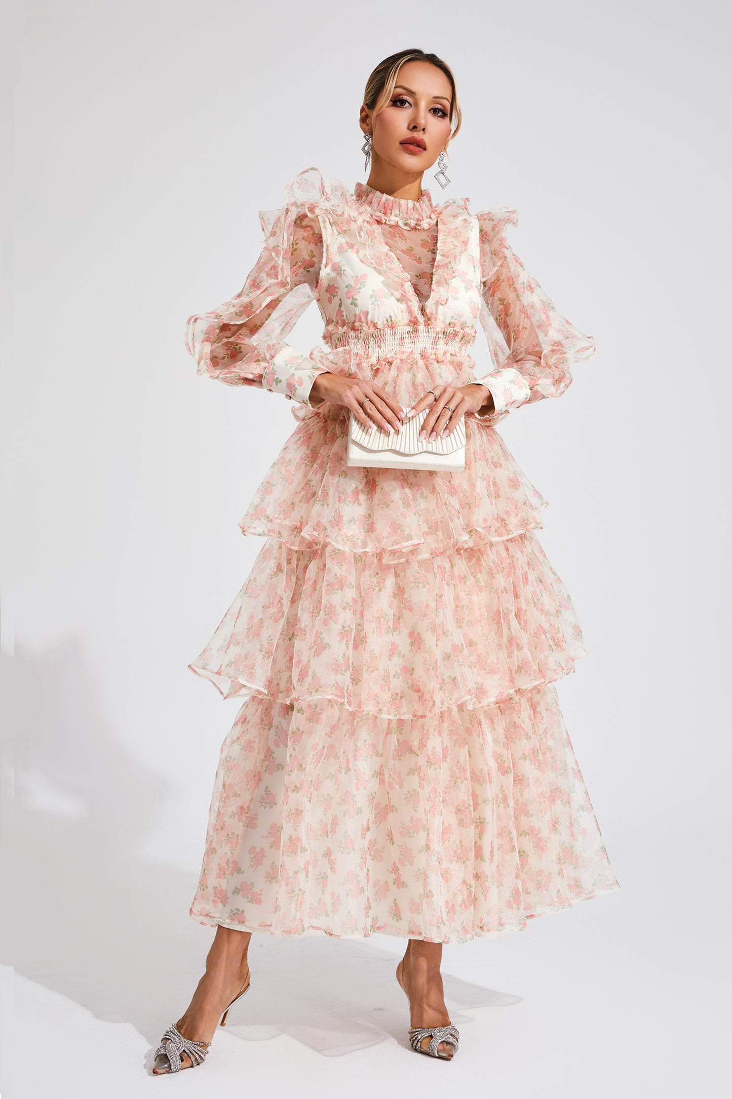 Bowman Apricot Floral Mesh Dress